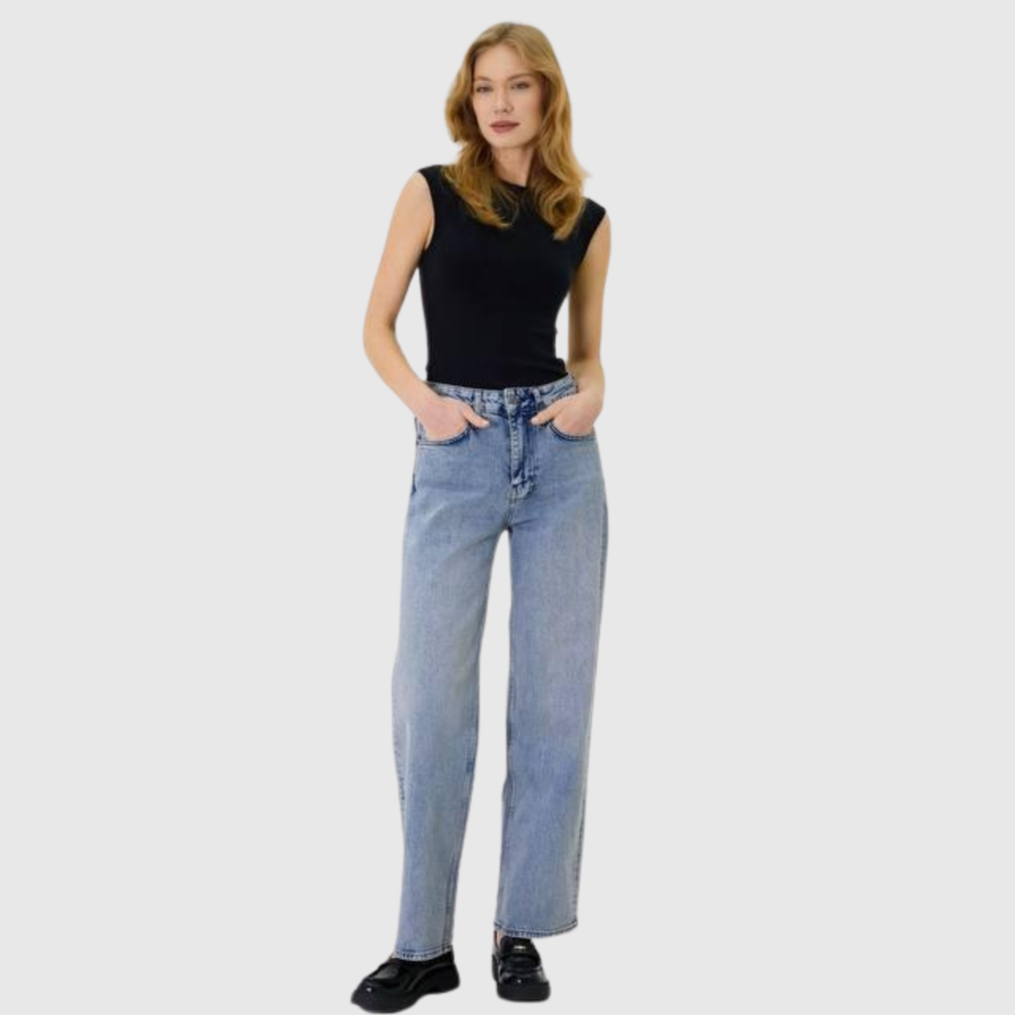 Straight Leg Relaxed Fit Denim Jeans-1579