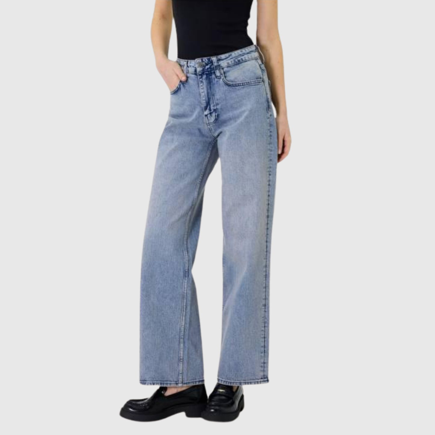 Straight Leg Relaxed Fit Denim Jeans-1579