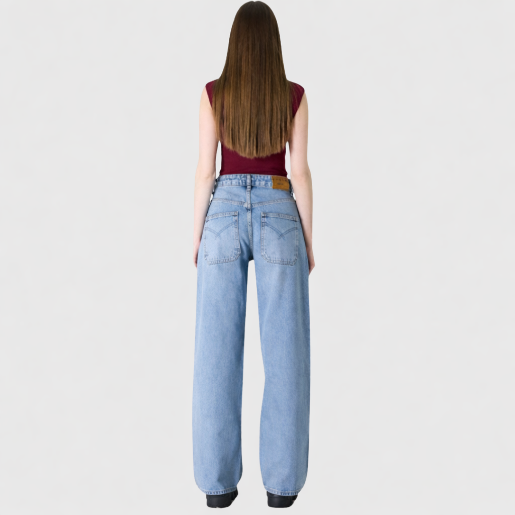 Wide Leg Daddy Fit Denim Jeans-1590