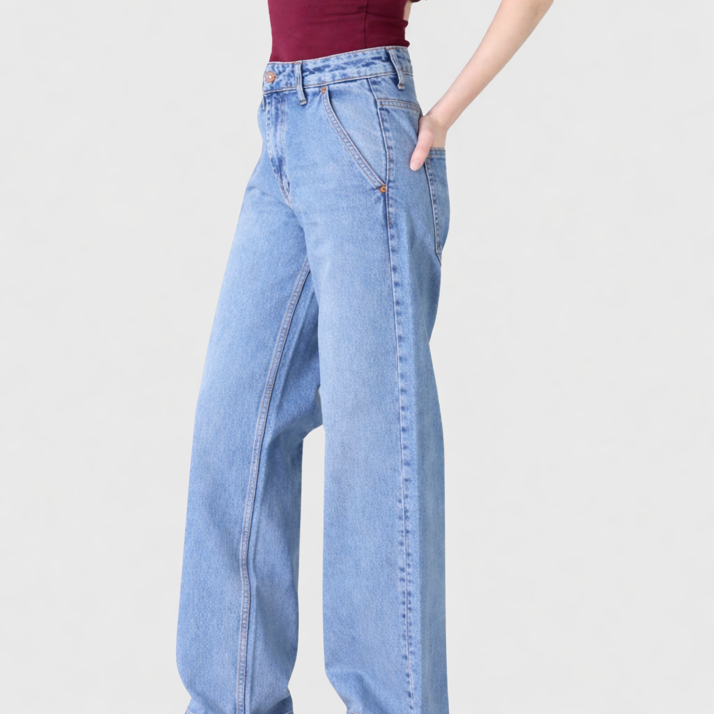 Wide Leg Daddy Fit Denim Jeans-1590