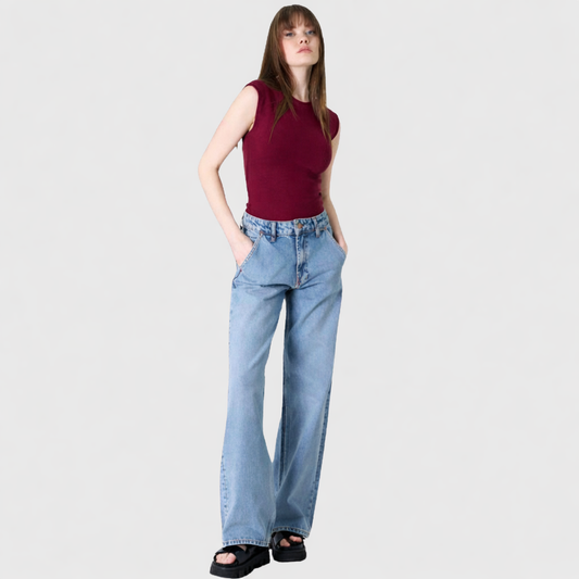 Wide Leg Daddy Fit Denim Jeans-1590