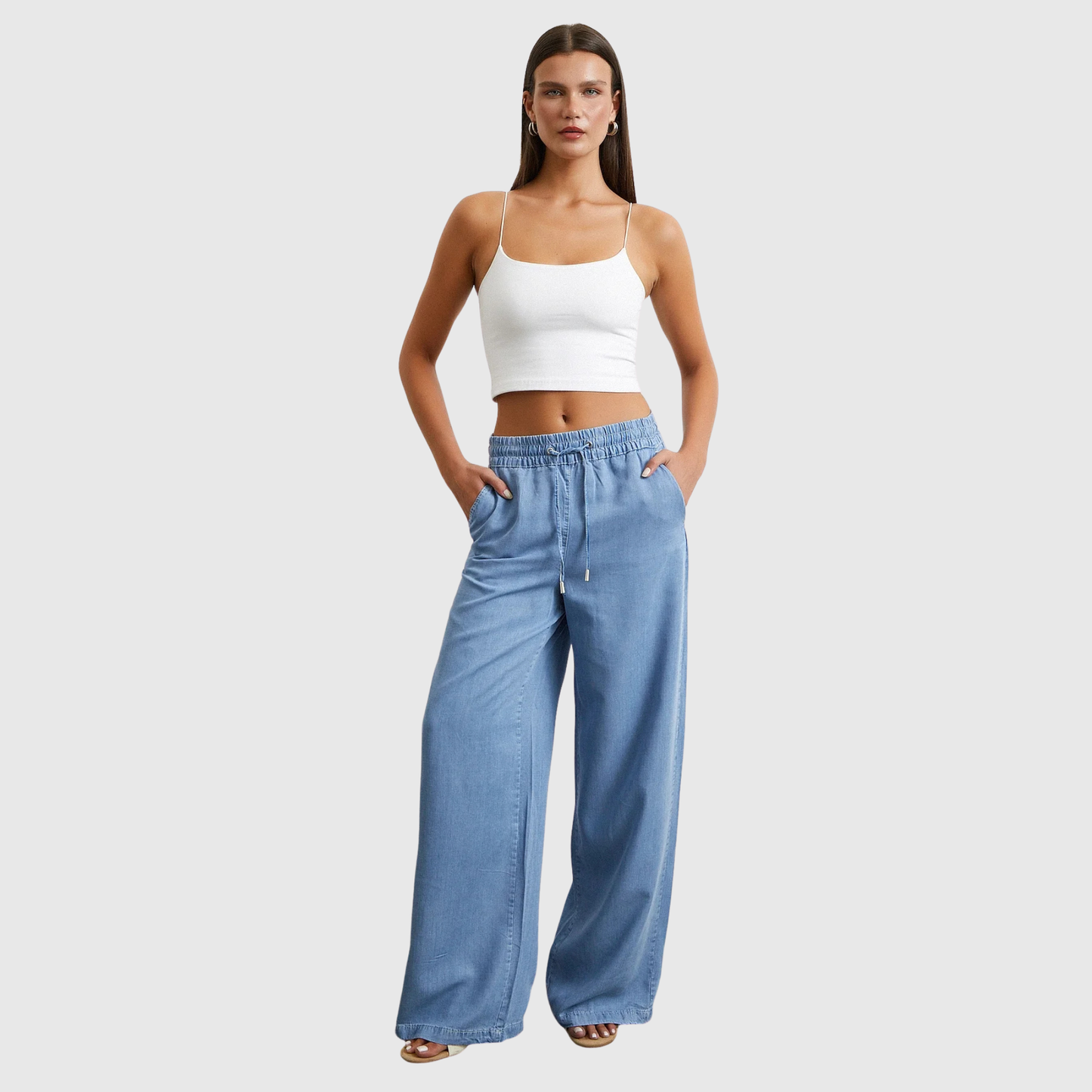Davy D. Elastic Waist  Denim Trousers